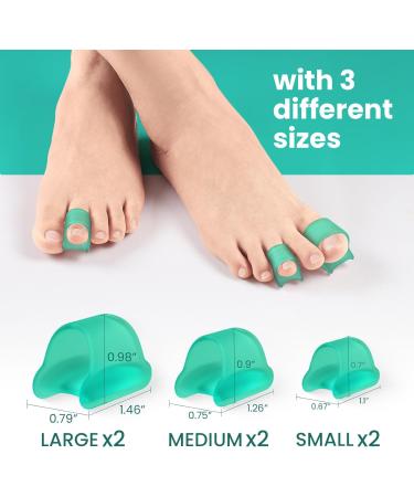 Welnove Toe Separators 6 Pack Toe Spacers for Bunions Toe Spacer for Overlapping Toe Bunion Protector Bunion Corrector Suitable for Men Women Child 3 Different Size Green - Buy Online on GoSupps.com