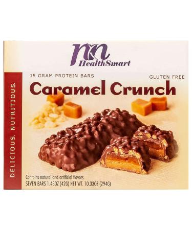 HealthSmart Caramel Crunch Protein Bars - 15g Protein, Low Calorie, Low Fat, Gluten Free, KETO Diet Friendly - 7 Count Box - Buy Online on GoSupps.com