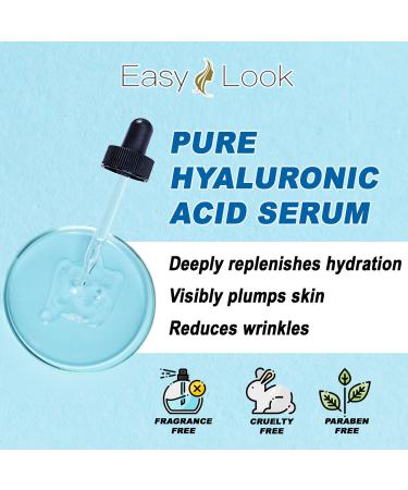 Pure Hyaluronic Acid Serum - Anti-Aging for Face Reduces Fine Lines Dark Spots & Hydrates Dry Skin - 2 oz - Buy Online on GoSupps.com
