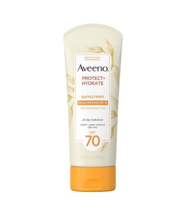 Aveeno Protect + Hydrate Moisturizing Daily Sunscreen Lotion with Broad Spectrum SPF 70 & Antioxidant Oat, Oil-Free, Lightweight, Sweat- & Water-Resistant Sun Protection, SPF 70, 7 oz
