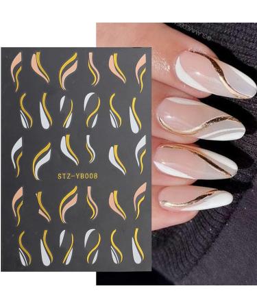 Marble French Nail Art Stickers - Self-Adhesive Blue Line Pattern - 12 Sheets - Buy Online on GoSupps.com
