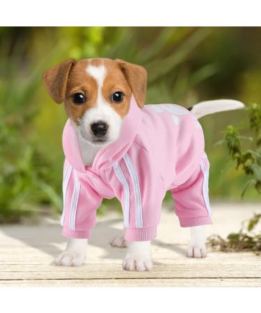 LONTEPET Small Pink Dog Hoodie 4 Legs Jumpsuit | Puppy Winter Coat & Sweatshirt for Small Dogs | Cotton Dog Apparel - Buy Online on GoSupps.com