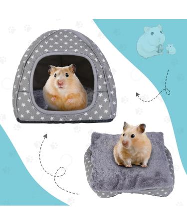 Hioph Guinea Pig Bed House Cozy Hamster Rabbit Bed with Removable Pad Warm Sleeping House Samll Animal Hideout for Guinea Pig Hamster Rabbit Hedgehog Chinchilla(Gray Star Pattern) - Buy Online on GoSupps.com