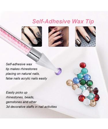 Dual-Ended Rhinestone Picker Dotting Pen with Extra Wax Head | FITDON Nail Art Tool for Jewel Gem Pickup - Pink - Buy Online on GoSupps.com