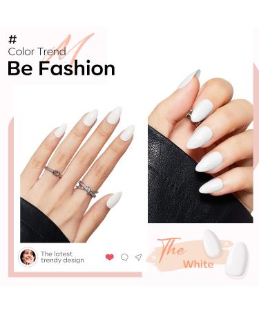 Modelones 32Pcs White Almond Press on Nails - Reusable Fake Nails with Glue Mini File & 16 Sizes | Perfect for Salon-Quality Manicure - Buy Online on GoSupps.com