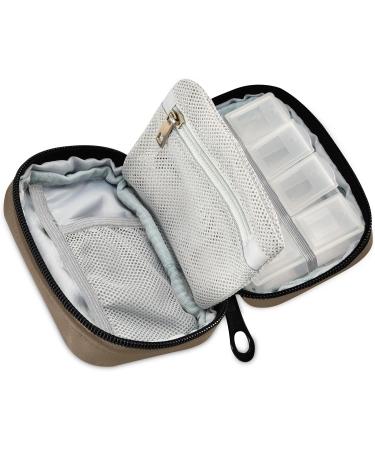 Shop Naanle 7-Day Pill Box & Travel Organizer - Portable Compact Case for Vitamins & Supplements in Solid Brown - Buy Online on GoSupps.com