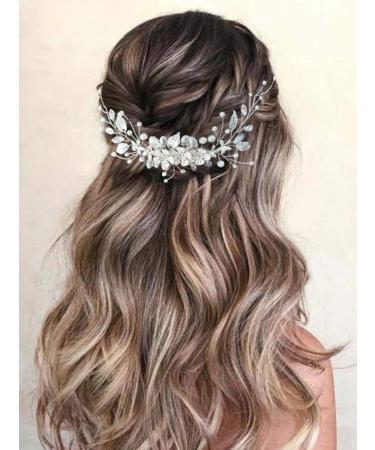Gorais Bride Wedding Hair Vine Flower Bridal Headpieces Pearl Hair Accessories for Women and Girls (A-Silver) - Buy Online on GoSupps.com