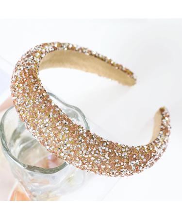 Women's Hair Band Shiny Rhinestone Gold Hairband with Gems Wide Hair Bands Sweet and Elegant Hair Accessories for Daily Life Parties Shows Photography - Buy Online on GoSupps.com