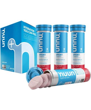 Nuun Sport: Electrolyte Drink Tablets Box of 4 Tubes (40 servings) Fruit Punch Electrolyte Hydration Supplement - Buy Online on GoSupps.com