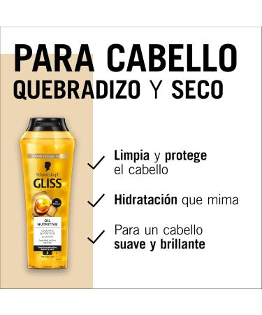  Gliss Gliss - Shampoo for very dry brittle or damaged hair - Oil Nutritive - 6 x 250ml bottles (1500ml) - Nutrition Range - Buy Online on GoSupps.com