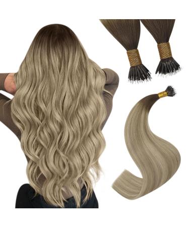 Youngsee nanoring extensions real hair balayage nanoring extensions brown balayage blonde nanoring hair extensions 40cm nano rings hair nano extensions real hair nano hair extensions 50g #3/8/22 40 cm-nano 2-2- #3/8/22