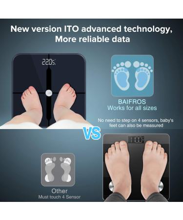 BAIFROS Bluetooth Body Fat Scale with ITO Technology - Smart Scales for Body Weight & Fitness Tracking | 13 Measurements | ST/LB/KG - Buy Online on GoSupps.com
