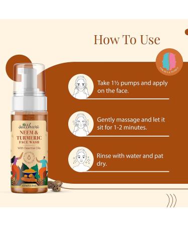 Buy Satthwa Organic Neem & Turmeric Face Wash for Acne & Pimples - Oil Control & Skin Soothing 125ml | Best International Shipping - Buy Online on GoSupps.com