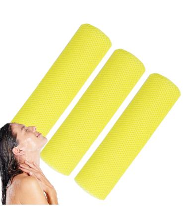 Krujecnt Long Net Bath Sponge Net Scrubber Nylon Mesh Skin Smoother Bath Towel - Dead Skin Removal Bath Sponges for Women & Men Yellow