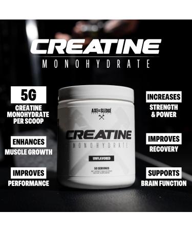 Axe & Sledge Basics Creatine | Unflavored Enhances Strength & Performance Increases Lean Body Mass 50 Servings | Pure Creatine Monohydrate No Fillers or Artificial Substances | 50 Servings - Buy Online on GoSupps.com