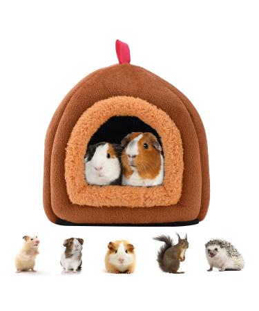 Guinea Pig Bed Small Pet Cotton Nest Windproof Guinea Pig House Hideout Soft Fleece Nest Guinea Pig Cage Cave for Hamsters Chinchillas Ferrets Bunny Mini Hedgehog Brown