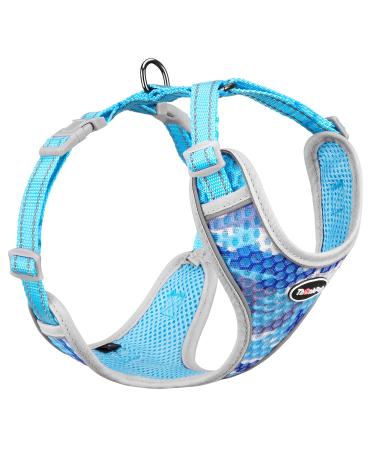 Thinkpet no-pull dog harness on the leash breathable chest harness for small medium large dogs adjustable soft running harness safe control padded reflective safety harness (1 Pack) camouflage blue