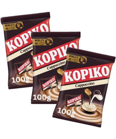 Cappuccino Coffee Candy Caffeine Sweets Bundle Containing 3 x 100g Kopiko Brand Cappuccino Caffee Candy Hard Boiled Sweets - Buy Online on GoSupps.com