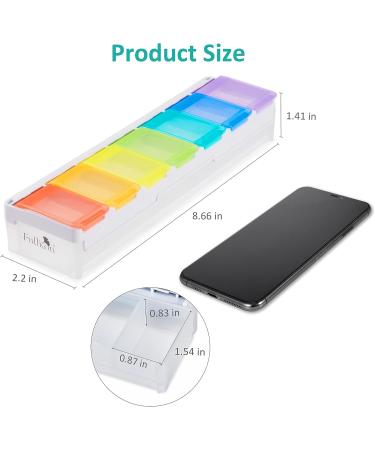 Shop Fullicon Weekly Pill Organizer - 7 Day Spill Proof Large Pill Box | Travel Medicine Organizer for Vitamins & Supplements (Rainbow Clear) - Fast International Shipping - Buy Online on GoSupps.com