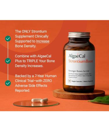 AlgaeCal Strontium Boost - Clinically Supported Strontium Citrate 680 mg Capsules Bone Strength Supplement - Pair With AlgaeCal Plus To Increase Bone Density in Just 6 Months! 3 Month Supply 60 count (Pack of 3) - Buy Online on GoSupps.com