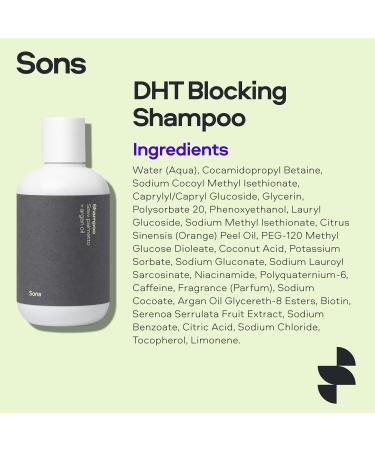 Sons Strengthening Shampoo for Men - DHT Blocking Formula Promotes Hair Growth Saw Palmetto 400ml (1 Month Supply) - Combat Hair Loss & Thinning - Buy Online on GoSupps.com