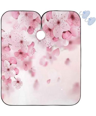 visesunny Barber Cape Pink Cherry Blossom Polyester Hair Cutting Salon Cape Apron Anti-Static Haircut Water-Resistant Shaving Cloth Beard Shaving Bib Hairdressing Cape Multi6