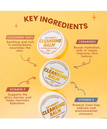 Handmade Heroes Oat Cleansing Balm | 100% Natural Eye Makeup Remover for Sensitive Skin | Balm to Oil Cleanser with Ceramides - Buy Online on GoSupps.com