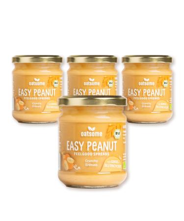 Oatsome 4 Set Easy Peanut |Feelgood spread |Sparset |Crunchy peanut |Nutmus |Vegan |Without sophisticated sugar & without palm oil |Bio & 100% natural |Breakfast |4x190g 47.5 g (4 Pack)