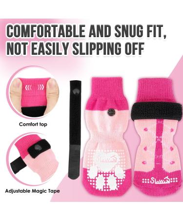 AUTOWT Anti Slip Dog Socks 3 Pairs - Indoor Hardwood Floor Dog Paw Protector Prevents Wear and Tear Pet Dog Adjustable Anti-Shedding Dog Socks for Small Medium Large Dogs(M 3 Pairs - Fuchsia) Medium 3 Pairs - Fuchsia - Buy Online on GoSupps.com