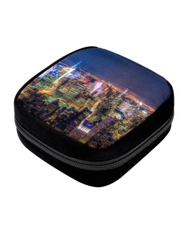 GIAPB Period Bag Sanitary Napkin Storage Bag Pad Holder for Period Makeup Pouch City Landscape Pattern Color2603