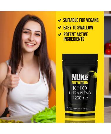 Nuke Nutrition Keto Ultra Blend x60 Capsules - Max Strength Weight Loss Tablets | Fast-Acting Fat Burning Formula with Green Tea, African Mango & Raspberry | Vegan-Friendly - Buy Online on GoSupps.com