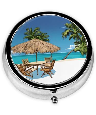 Jamaica Beach Mini Round Pill Box | 3 Compartment Travel Organizer | Portable Pill Case for Pocket & Office Use - Buy Online on GoSupps.com