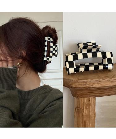 Checkered Hair Clip Claw Set - Black and White Checker Series - 2 Pack - Y2K Accessories for Women and Girls - Buy Online on GoSupps.com
