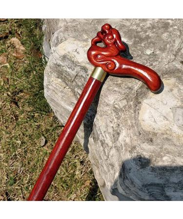 Wooden Cane Solid Walking Stick Walking Stick Cane Creative Carving Handle Red Wooden Crutch for Women Old Man Mobility Aid Costume Party Accessory for Elderly Seniors - Buy Online on GoSupps.com
