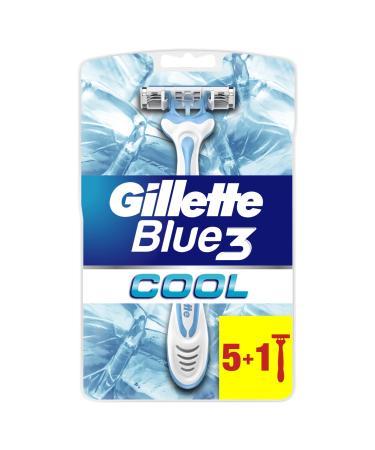 Gillette Blue3 Cool Disposable Razors For Men 6 Pack Up to 10 Fresh Shaves One Razor