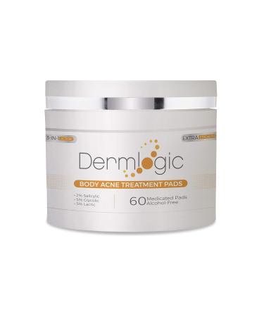 Dermlogic Acne Treatment Pads-Contains Glycolic, Lactic, Salicylic Acid. Eliminates Oily Skin, Clogged Pores & Cystic Breakouts. Removes Dark Spots, Whitehead & Blackhead Pimples for Face & Body.
