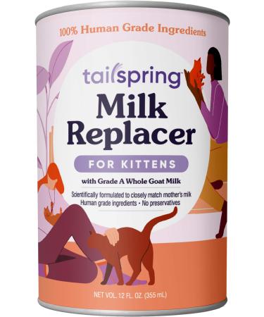 Tailspring Milk Replacer for Kittens, Liquid, Ready-to-Feed, Made with Whole Goat Milk 12 Fl Oz (Pack of 1)
