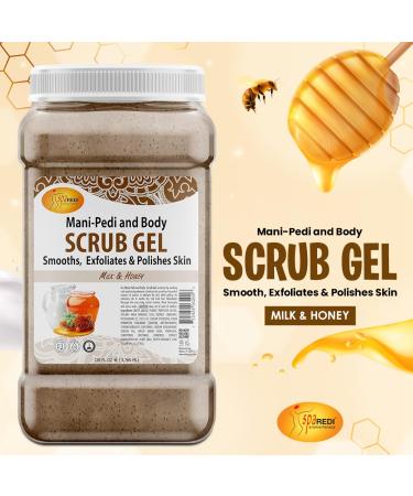 SPA REDI Exfoliating Scrub Pumice Gel - Milk & Honey 128 Oz | Manicure & Pedicure | Body Exfoliator with Hyaluronic Acid & Amino Acids - 1 Gallon - Buy Online on GoSupps.com