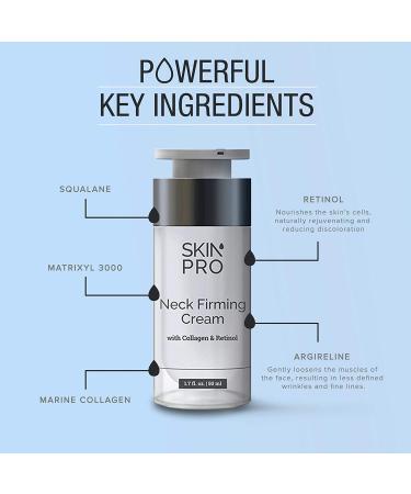 SkinPro Neck Firming Cream with Retinol Serum, Marine Collagen & Peptides - Tighten and Firm Neck Skin - Buy Online on GoSupps.com
