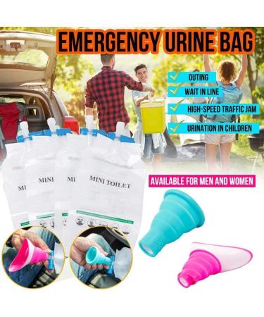 Portable Female Urinal Device | Stand to Pee | Emergency Funnel Urine Bags | Travel Pee Bag for Women, Men & Kids | Pink - Buy Online on GoSupps.com