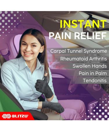 BLITZU Copper Massage Gloves for Women - Pink, Medium - Compression Half Finger Gloves for Arthritis and Carpal Tunnel Relief - Buy Online on GoSupps.com