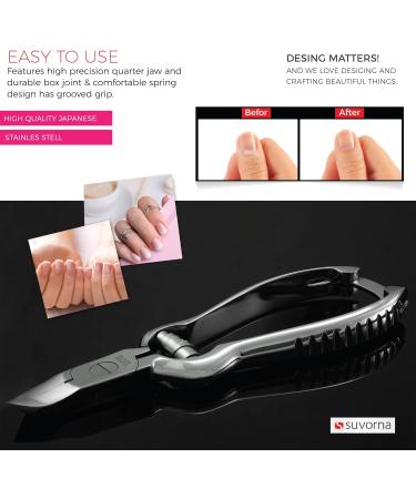 Suvorna Barrel Spring Toe Nail Clippers for Thick Nails - Professional Ingrown Toenail Nippers - Japanese Steel Toenail Cutter - Back Lock Heavy Duty Podiatrist Nail Care Tool for Senior Women And Men Curved Jaw with Barrel Spring & Safety Lock - Buy Online on GoSupps.com