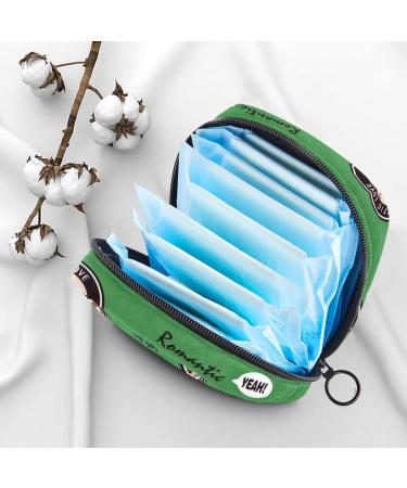 Menstruation Pad Bag with Zipper - Women's Tampon & Napkin Collection Bag (Romantic Small Bear Green Background) - Buy Online on GoSupps.com