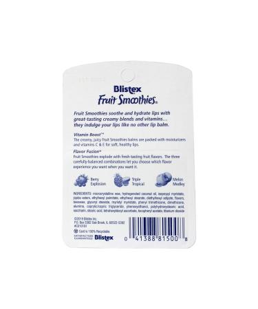 Blistex Fruit Smoothies Lip Moisturizers - Pack of 6 (3 Sticks 0.10 oz Each) | Hydrating Lip Care for All Skin Types - International Shipping Available - Buy Online on GoSupps.com