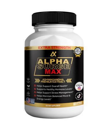 GREENVIFY Alpha Surge Max Organic Ashwagandha Black Pepper Extract 60 Capsules Extra Strength Dietary Supplement (1)