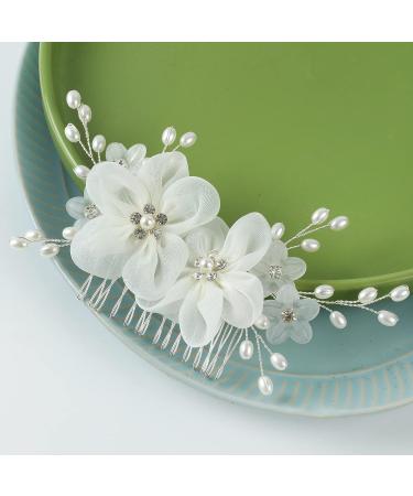 SOBEIT Wedding Hair Comb Set - Flower Pearl Bridal Accessories for Bride, Bridesmaid - Elegant Hair Pieces for Women and Girls - Buy Online on GoSupps.com