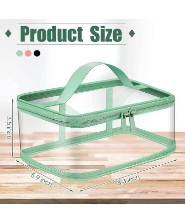 3-Piece Clear Makeup Bags Cosmetic Toiletry Travel Set for Women - Waterproof PVC Storage Pouch Organizers with Handle in Pink, Green, Black - Buy Online on GoSupps.com