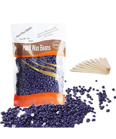 Hair removal wax beans Ultnice depilatory wax 300g with 10 pieces of wooden stick for intimate legs arm body hair removal at home (purple)