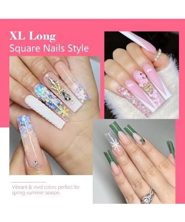 Lionvison XL Long Square Nail Tips - Half Cover Clear False Nails for Acrylic Extensions - Professional French Nail Salon Quality - 12 Sizes Straight Flat Pre Shaped for Home DIY - Buy Online on GoSupps.com