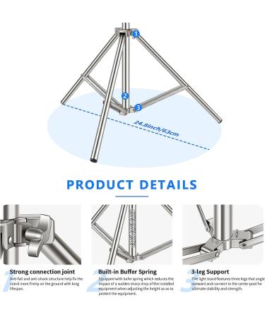 NEEWER 79-inch Stainless Steel Light Stand with Spring Cushioning - Heavy Duty Photography Tripod with Universal Screw Adapter for Lighting Equipment - Buy Online on GoSupps.com